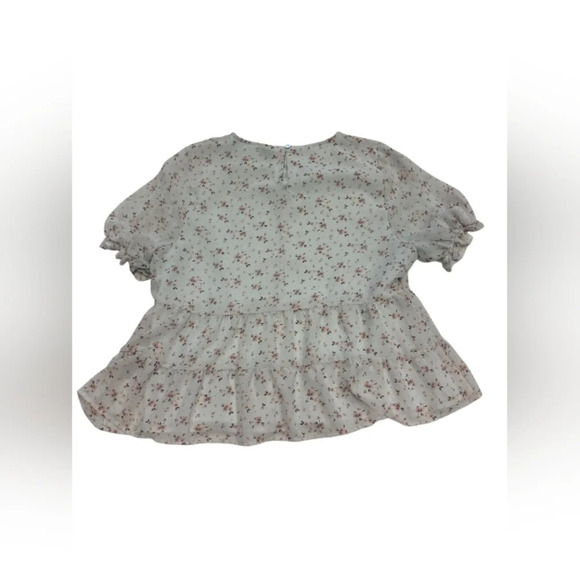 Paper Crane SS Frilly Pink and White Top Size Large - Picture 4 of 8